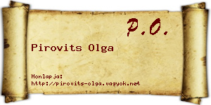 Pirovits Olga névjegykártya